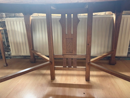 Art Deco dining set with 6 solid chairs