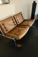 Martin Visser Osaka Two-Seater Sofa and Easy Chair for ’t Spectrum (1969, Brown Leather)