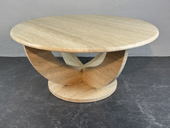Image 1 of table basse ronde en travertin