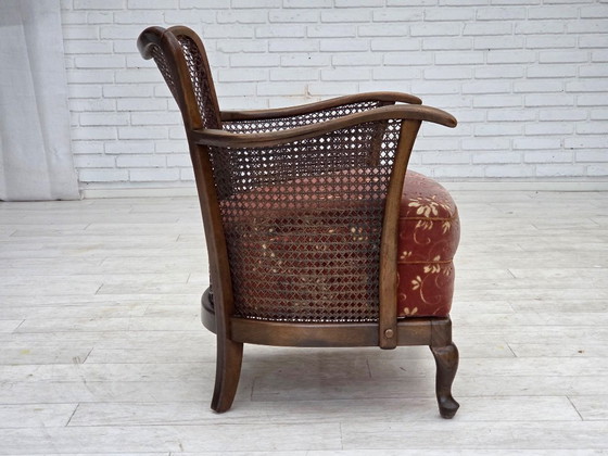 Image 1 of Poltrona danese, anni '50, velluto rosa salmone, rete metallica.