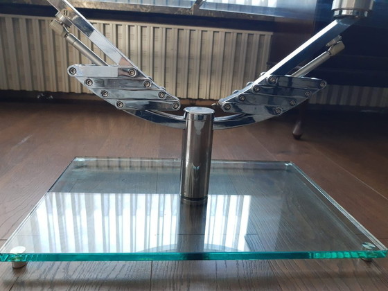 Image 1 of Tavolo da cocktail estensibile con piano in vetro Vintage Italia a 2 bracci