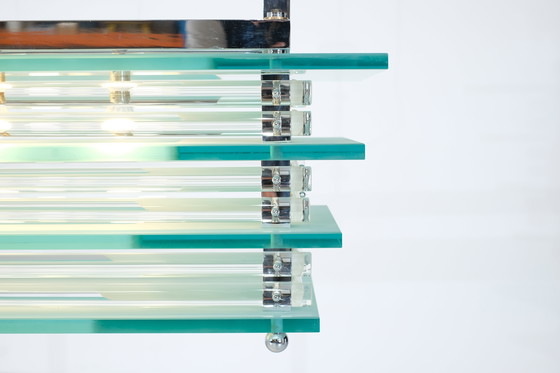 Image 1 of Large Glass Ceiling Hanging Chandelier, Italy 1970s