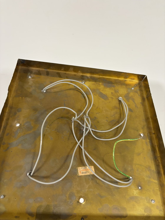 Image 1 of Vintage Hillebrand Ijsglas Plafonnière ijsglas / bubbel textuur (pelle di coccodrillo)