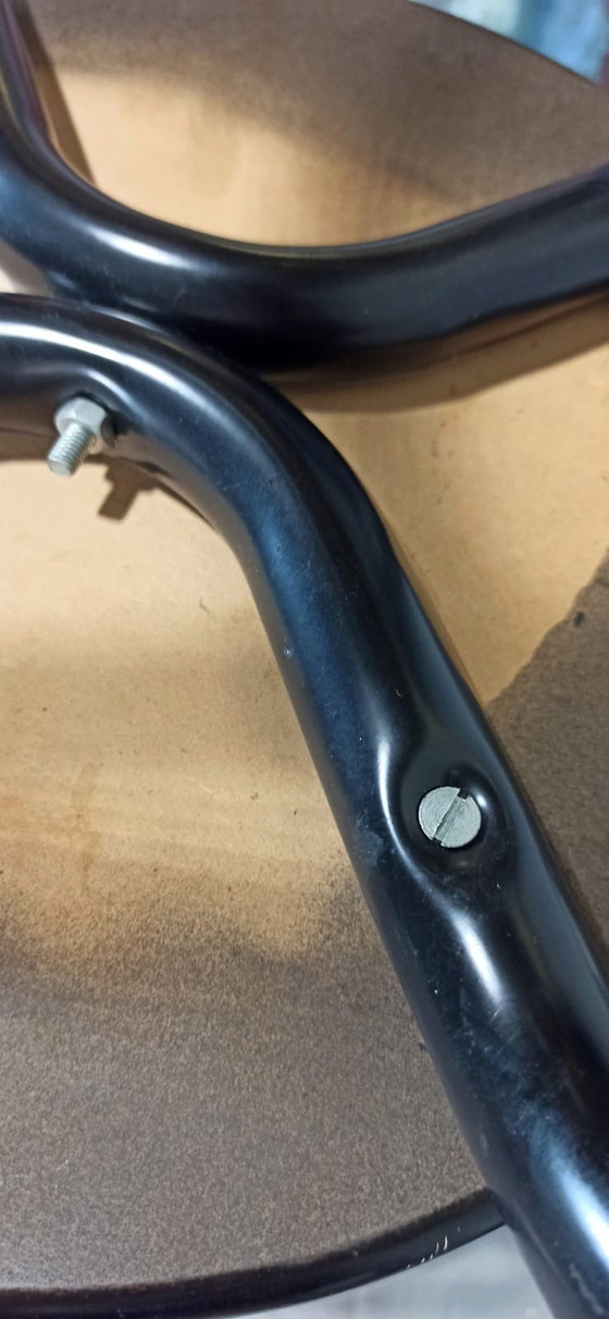 Image 1 of 5 x vintage black round bar stools 