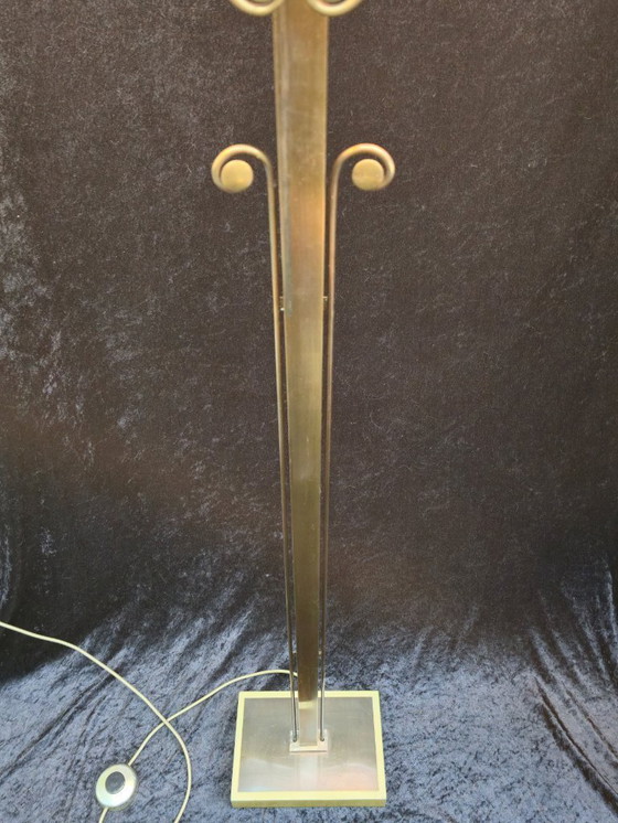 Image 1 of Lampadaire en laiton Deknudt, style Art déco, lampe en forme de coquillage