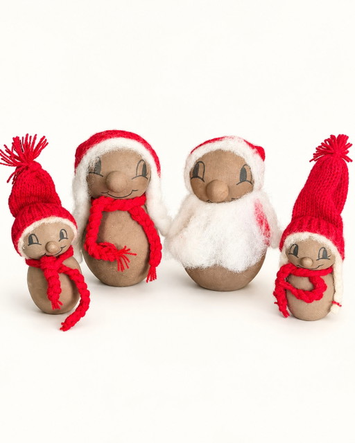 Famiglia di Natale Vintage Jette Nissen – Danimarca Anni '60 – Set di 4