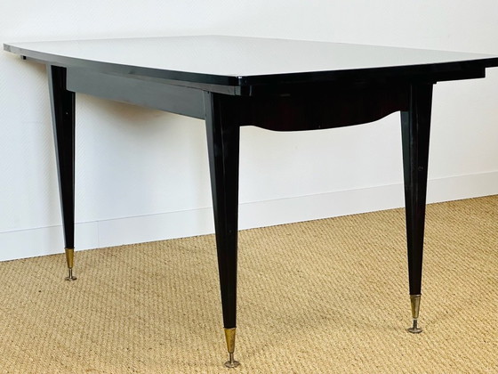 Image 1 of Table de salle à manger art déco en ébène de macassar, 1940