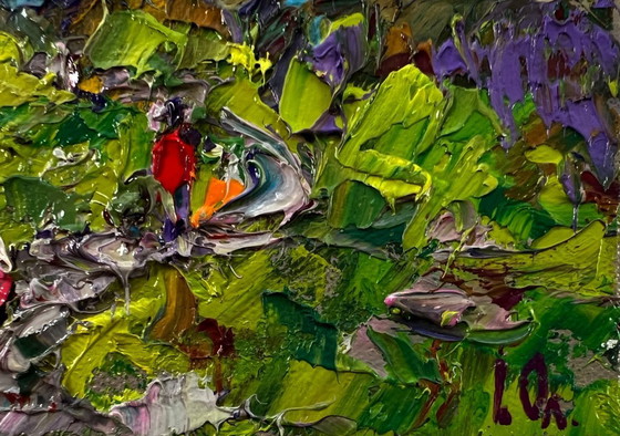 Original Oil Painting Colorful Trees Landscape City Summer Park – Paintings & Drawings, Canvas (photo 5 of 8)