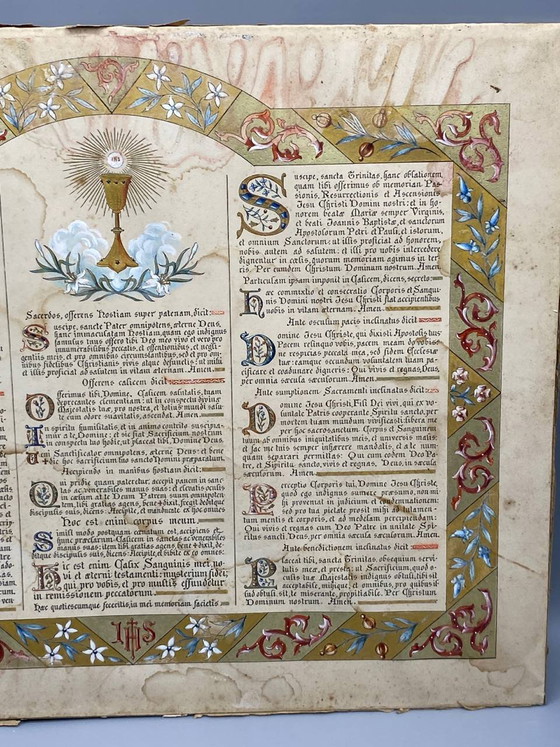 Latin Catholic Liturgical Wooden Panel, Illuminated Chromolithograph – Art Prints (photo 3 of 5)