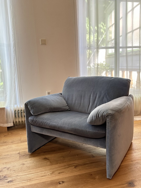 Image 1 of Leolux Bora Bora Sessel – Cassina Maralunga-Stil in Himmelblau