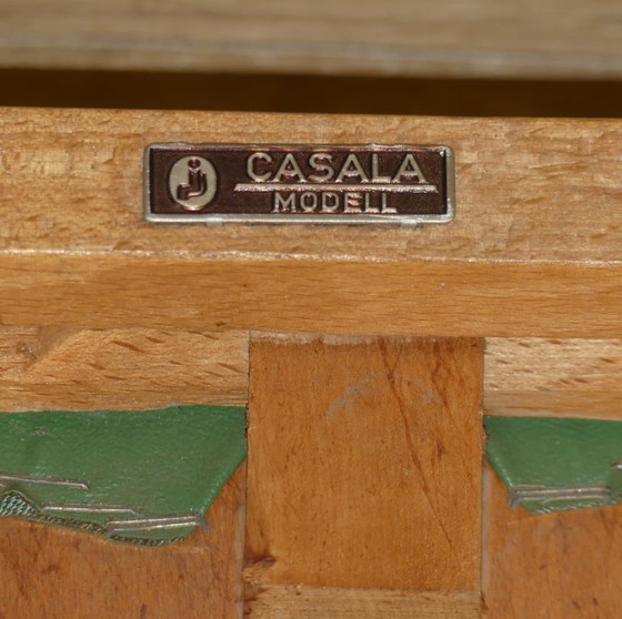 Image 1 of Classic Casala wooden chair kitchen green/beige beech wooden chair vintage retro nostalgia 50s 60s industrial desk chair