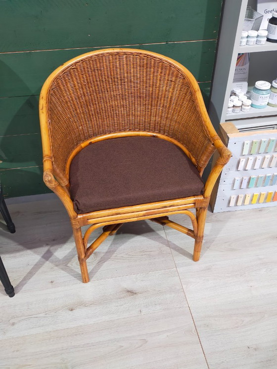 Rieten Stoel Met Kussentje – Stoelen / fauteuils, Rattan, Textile (photo 5 of 6)