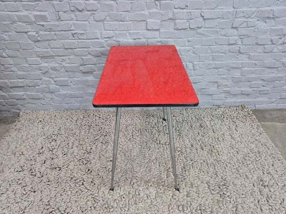 Image 1 of Vintage Design Brabantia Kitchen Table – Red Formica Top, The Netherlands, 1960s