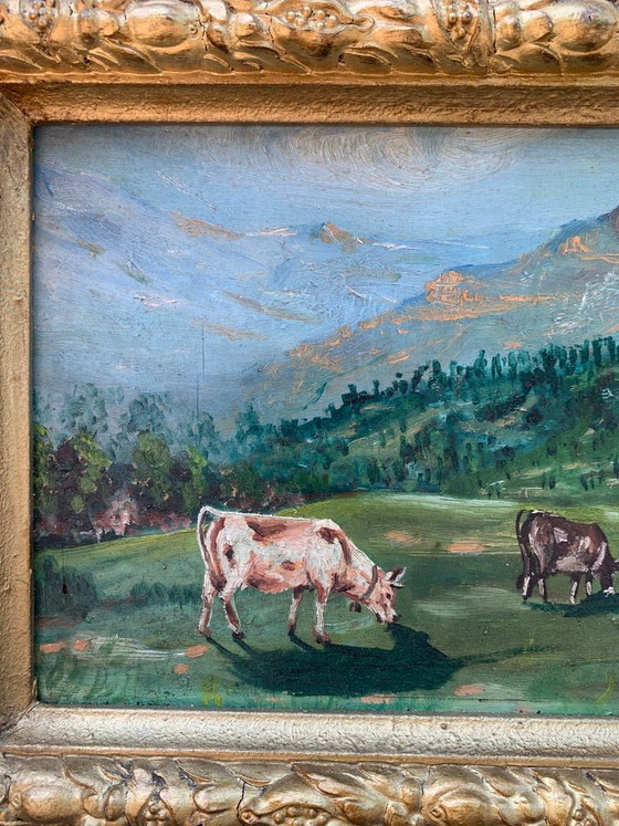 Peinture à l'huile sur toile Paysage "Oropa" par Roffa, 1933, Peintures et dessins (photo 2 sur 4)