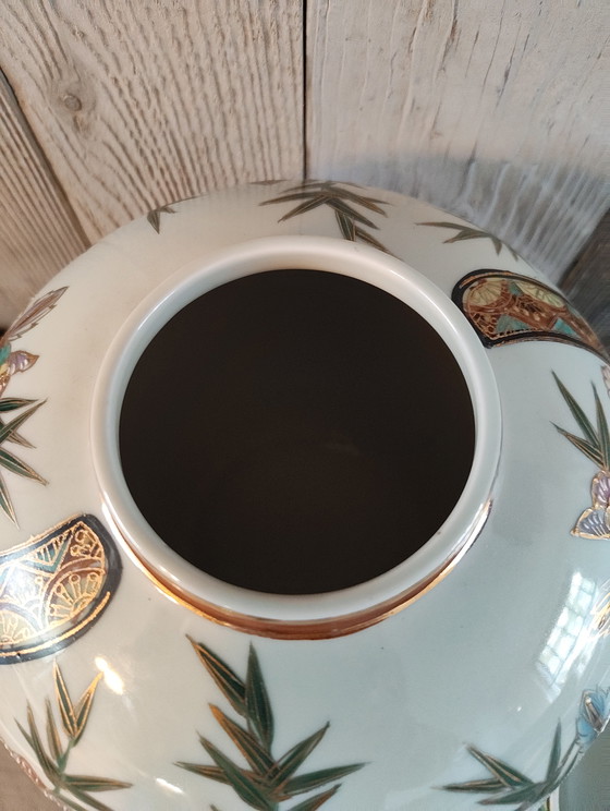 Image 1 of Beautiful Set of 3 Vintage Satsuma Ginger Jars