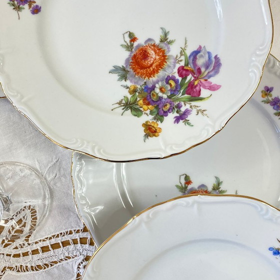 Image 1 of Service dessert porcelaine ancienne Edelstein Bavaria Maria Theresia 6 assiettes et plat de service