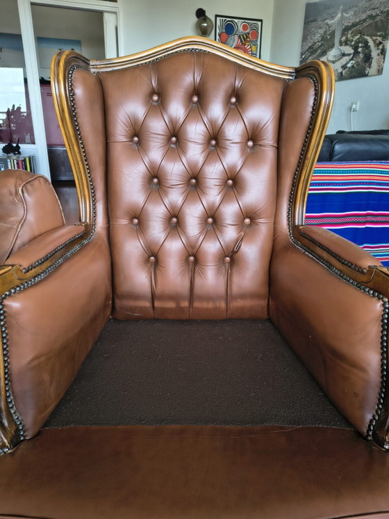Chesterfield style Armchair – Wood, Leather (photo 3 of 11)
