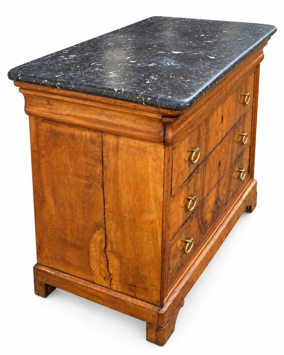 Louis-Philippe Stil Sekretär-Kommode 19. Jahrhundert Nussbaum- und Maserholzfurnier – Kommoden, Wood (photo 6 of 9)