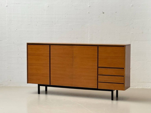 Credenza alta svizzera di metà secolo con vano bar in teak, anni '60