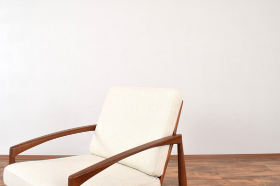 Image 1 of Chaise longue en teck à couteaux de papier entièrement restaurée par Kai Kristiansen pour Magnus Olesen, 1960S