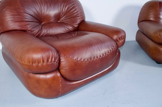 Image 1 of Ein Paar Sapporo-Ledersessel aus den 1970er Jahren, Verlag Mobil Girgi