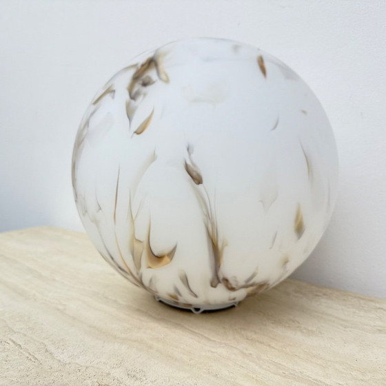 Image 1 of Vintage glass table lamp marble decor , 1970s 