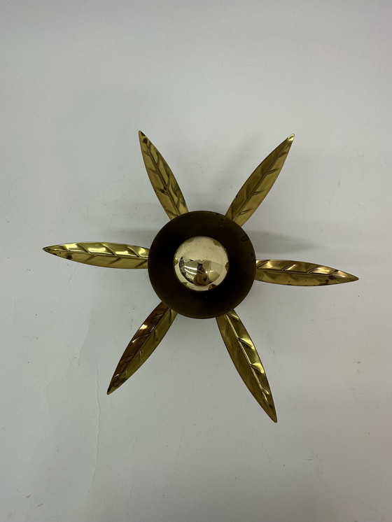 Image 1 of 1950er Wandlampe Deckenlampe Blume Gold