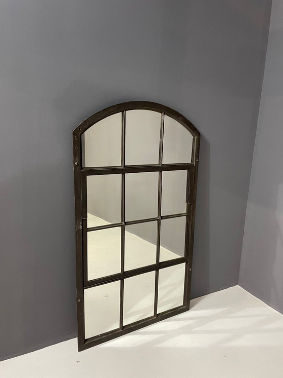 Image 1 of Industrial Iron Mirror with Patina, Czechoslovakia, 1960s