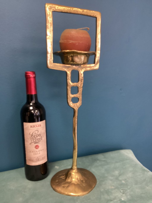 Candelabro grande David Marshall de 47 cm, latón macizo, pieza rara.