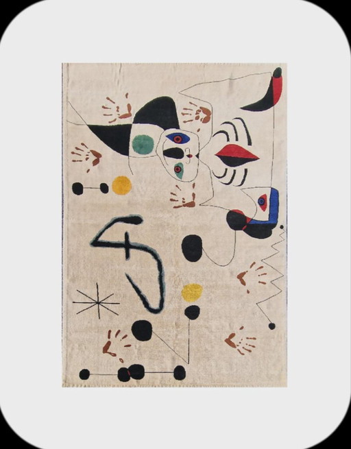 Joan Miró Frau in der Nacht Teppich – Handgeknüpft aus Seide und Wolle auf Baumwolle (200x300cm) – vloerkleden en tapijten