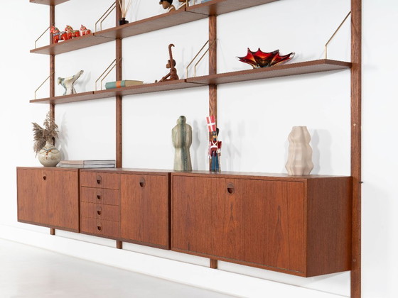 Modulaire wandkast van teakhout, Deens design, jaren 60, ontworpen door Rud Thygesen en Johnny Sørensen, (photo 5 of 21)