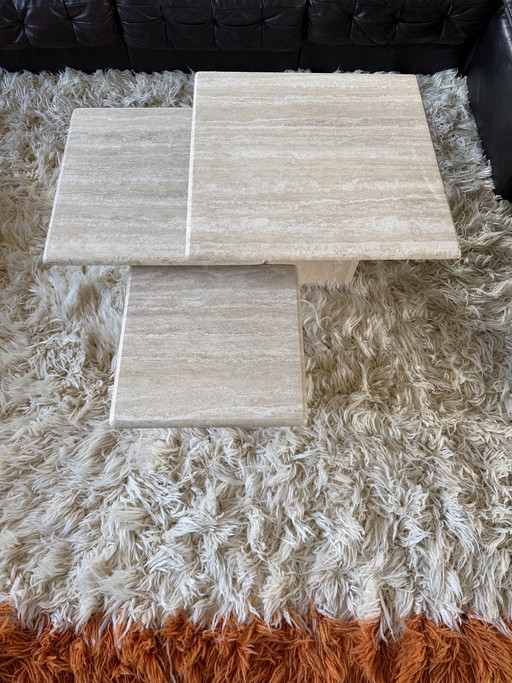 3 x travertine nesting coffee tables