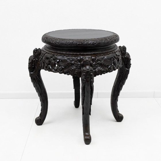 Tavolo cinese intagliato drago dinastia Qing, legno duro ebanizzato – Console (photo 3 of 7)
