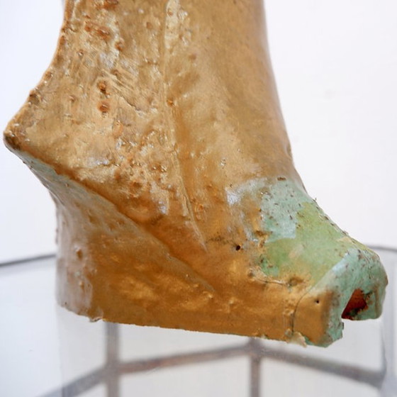 Image 1 of Tête de femme en terre cuite dorée 