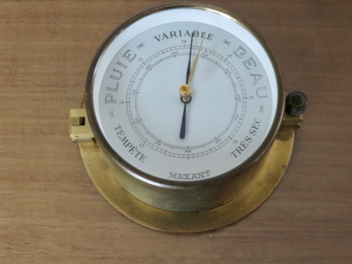 Maxant Precision Wall Barometer in Solid Brass, France, 1970