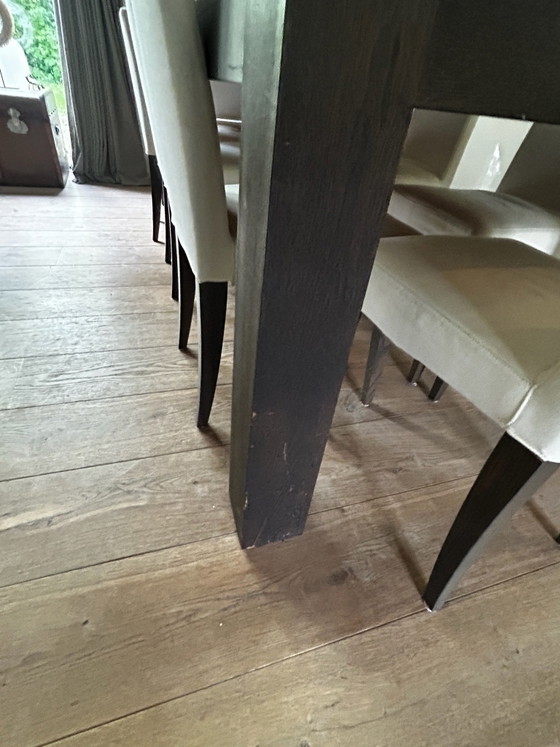 Dunkler Holzesstisch mit 8 Meridiani Stühlen, Esszimmergarnitur, Stoff, Schwarz (Foto 9 von 9)