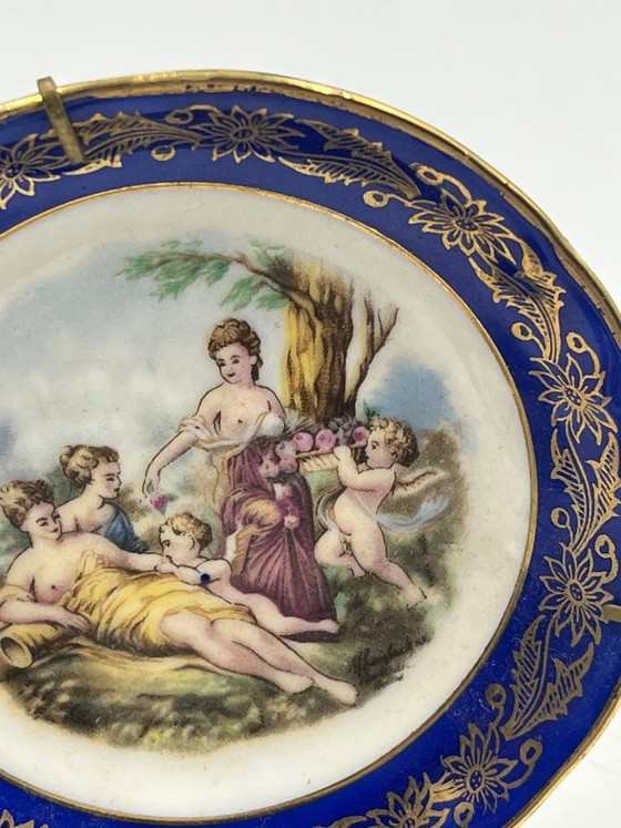 Trio of Singer Limoges Porcelain Mini Plates, Decorative Objects, Ceramic, Metal, Blue, Vintage (photo 3 of 13)