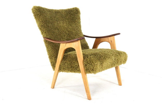 Image 1 of Two tone doodle fauteuil 'Wing' vintage gestoffeerd 