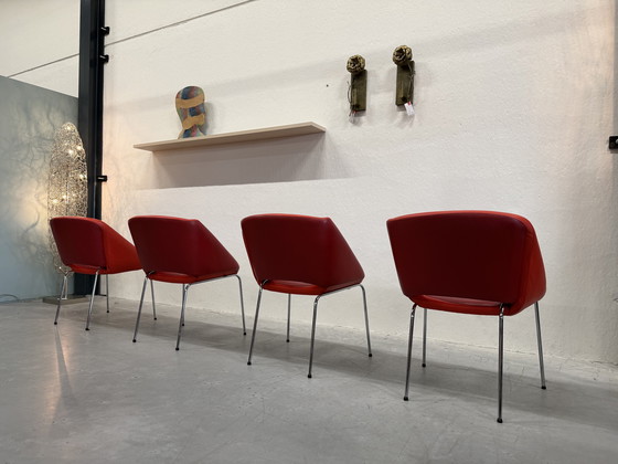 Image 1 of 4 Leolux Mobius Dining Room Chairs Red Leather