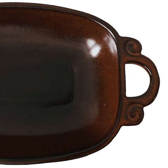 Image 1 of Teglia da forno vintage in ceramica marrone tedesca in stile art déco, anni '60