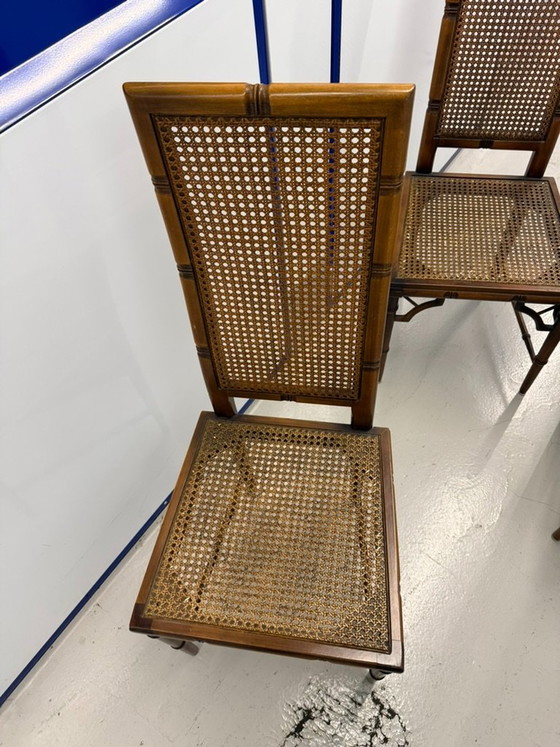 Sedie da pranzo in stile Hollywood Regency con finta canna di bambù, anni '70, set da 3 – Rattan (photo 5 of 8)