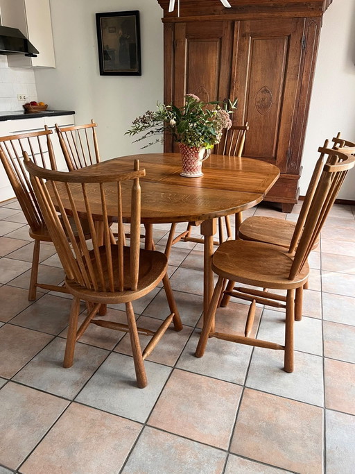 Vintage De Ster Gelderland dining spindle chairs