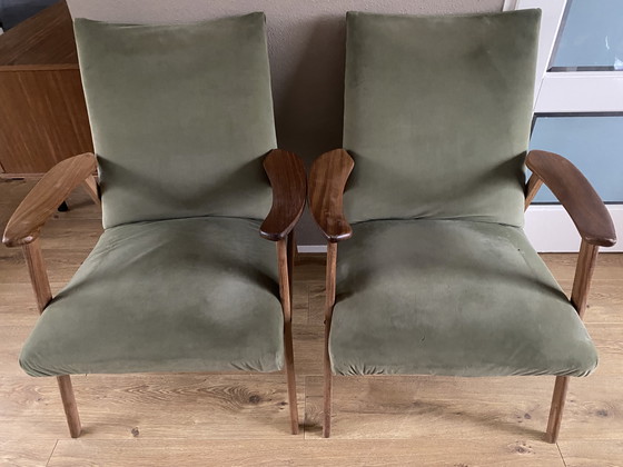 Image 1 of 2 vintage Scandinavische stoeltjes teak jaren 60