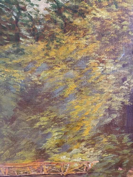 Image 1 of Vintage original oil painting forest landscape