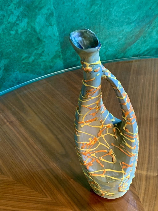 Sculptural Italian Ceramic Pitcher Vase — For Antoniazzi, C. 1950 (Impeccable Condition) – vazen