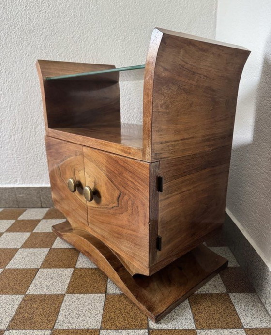 Image 1 of Chevet Art Déco bois et miroir