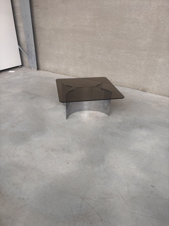 Image 1 of 1970s-1980s Chrome and smoked glass coffee table