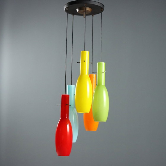 Image 1 of Suspension des années 1960 en verre coloré