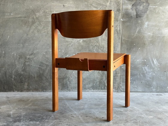 Image 1 of Set of 6 Vintage Scandinavian Oak Chairs | Brutalist | 1960s-1970s | Stackable