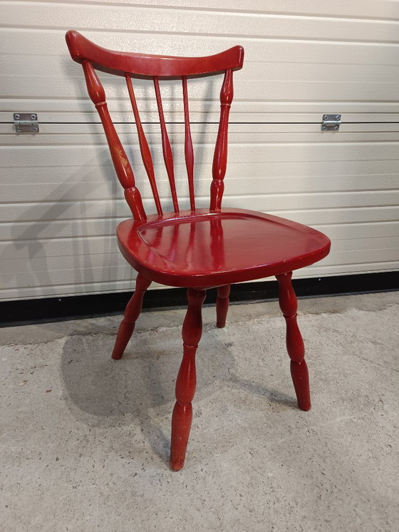 Image 1 of Set of 6 Vintage red chairs